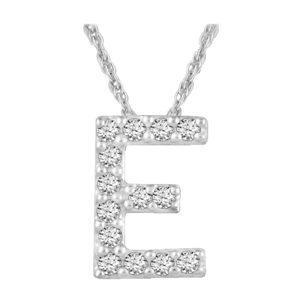 (E) Tamborat Jewelry 10k White Gold Plated Initial Necklaces